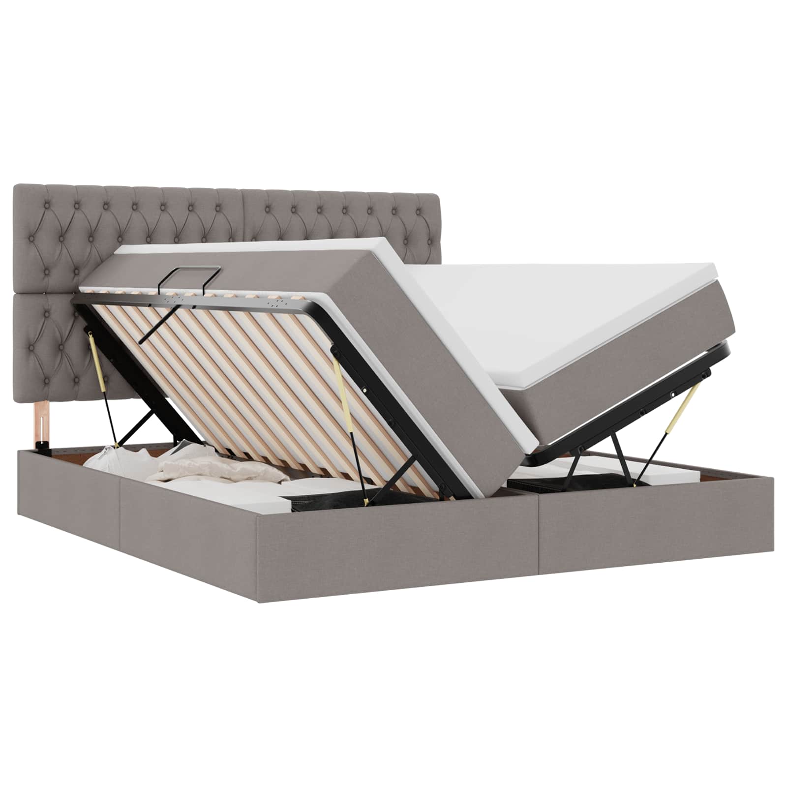 Krevet s od storage Sivo-smeđa 200 x 200 cm Lažna koža