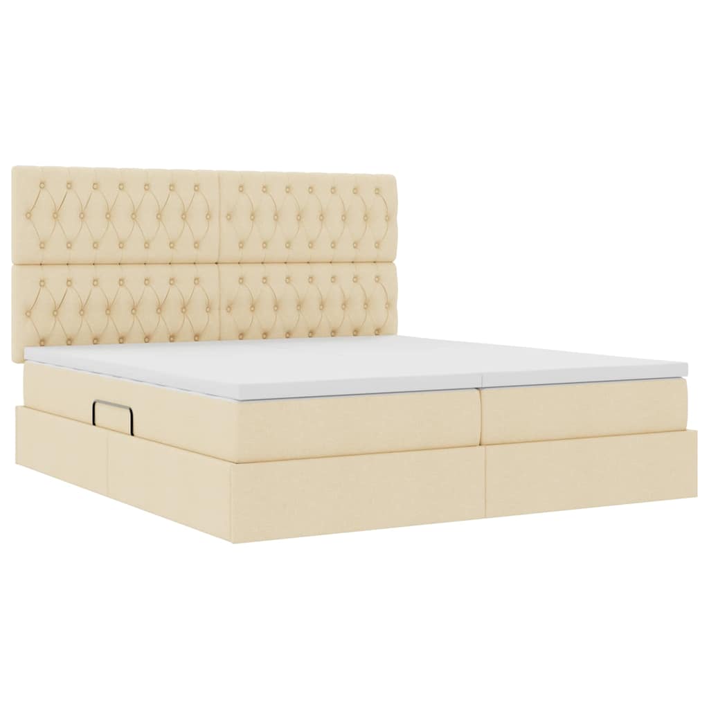 Krevet s od storage s uzglavljem Krema 200 x 200 cm Tkanina