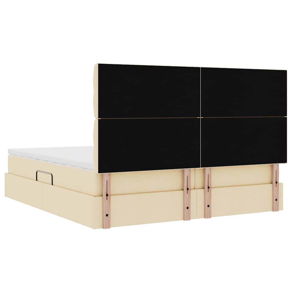 Krevet s od storage s uzglavljem Krema 200 x 200 cm Tkanina