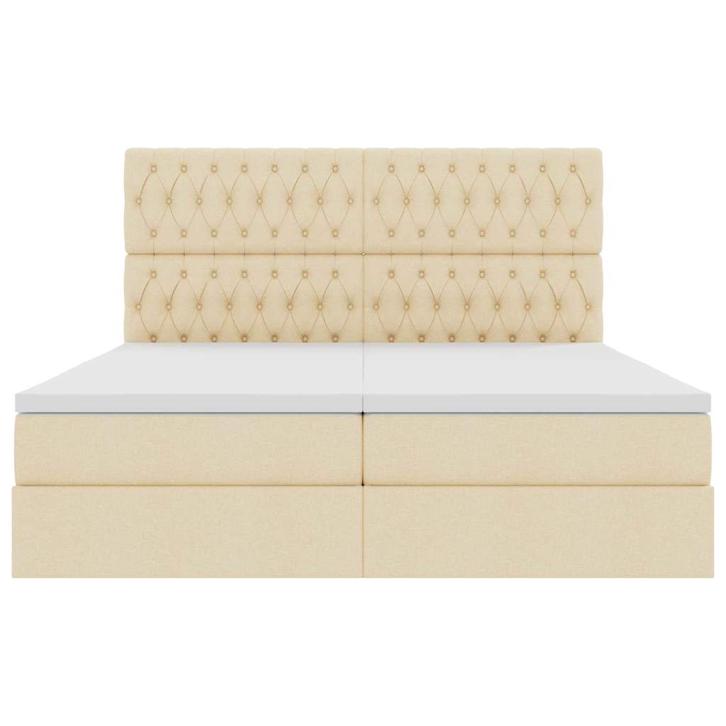 Krevet s od storage s uzglavljem Krema 200 x 200 cm Tkanina