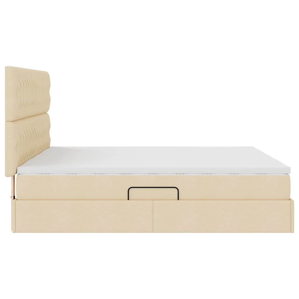 Krevet s od storage s uzglavljem Krema 200 x 200 cm Tkanina