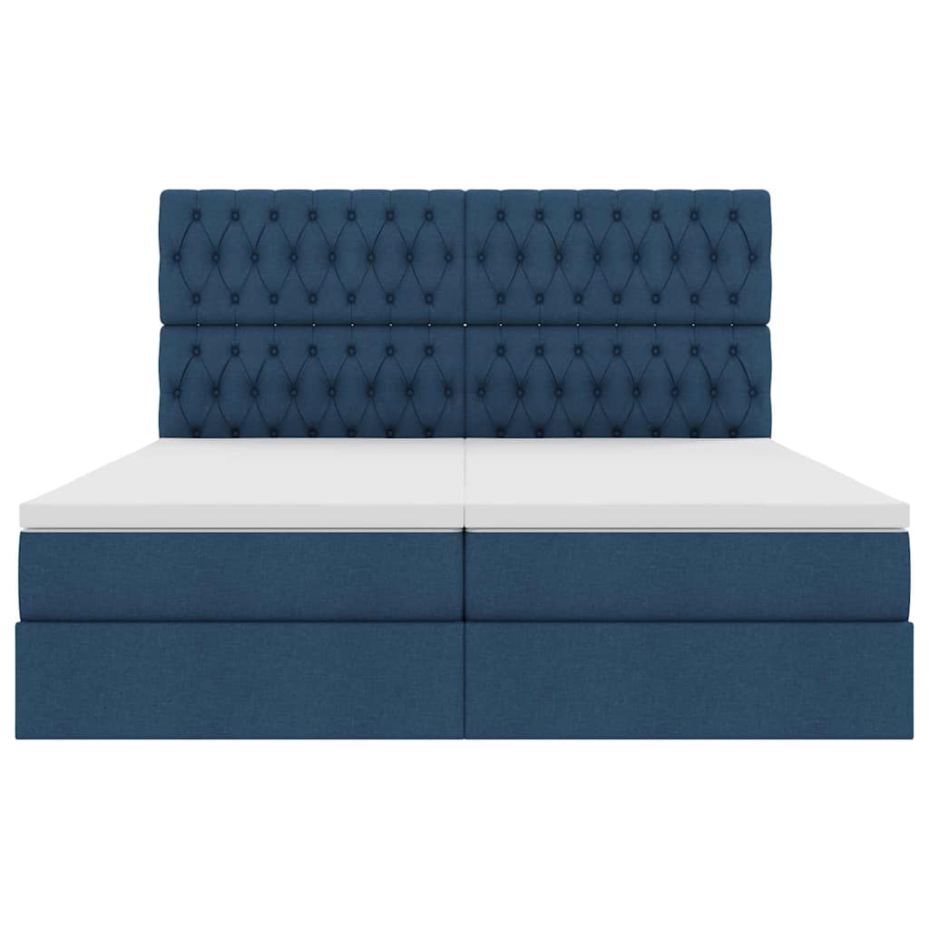 Krevet s od storage s uzglavljem Plava 200 x 200 cm Lažna koža