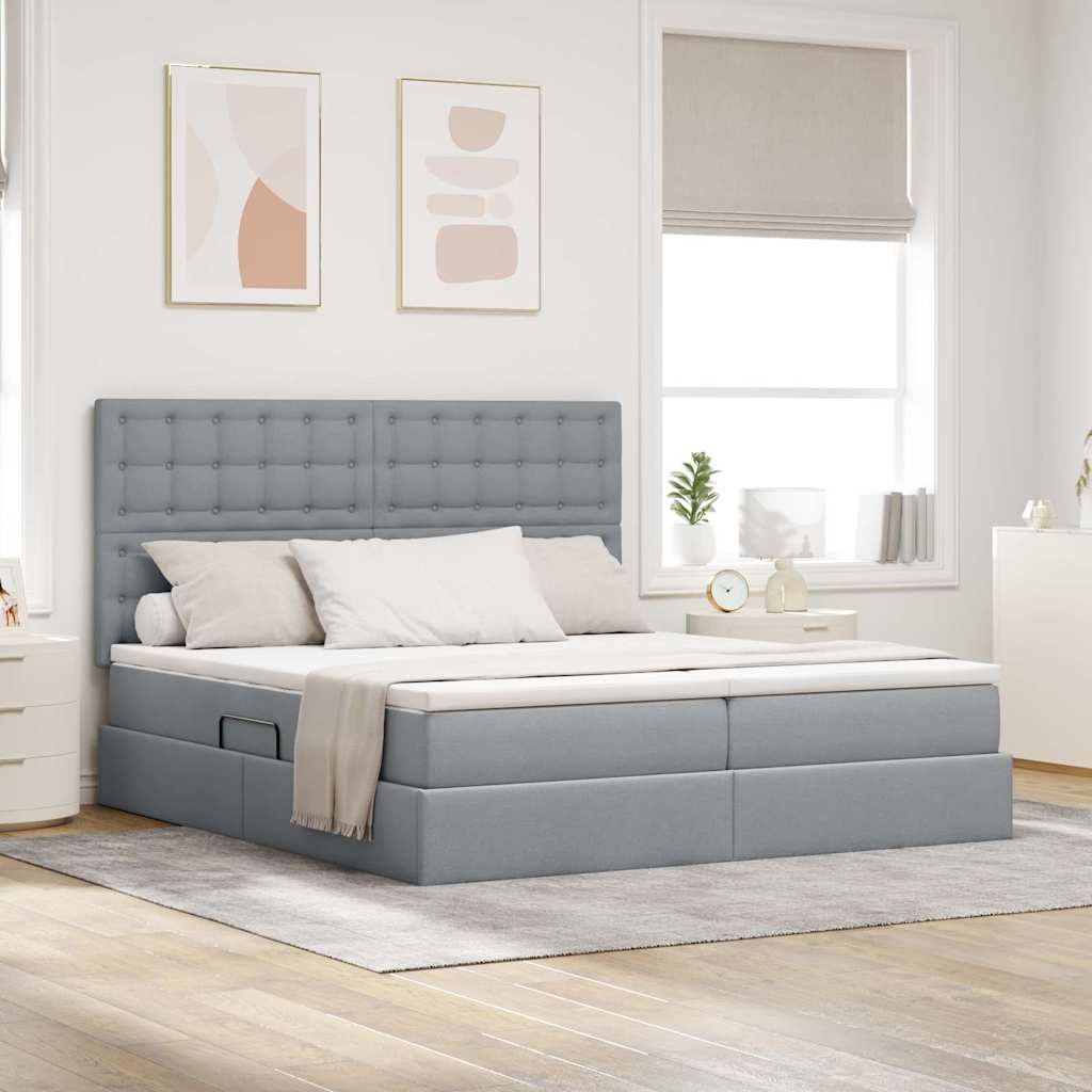 Krevet s od storage s pohranom Svjetlosiva 180 x 200 cm Tkanina