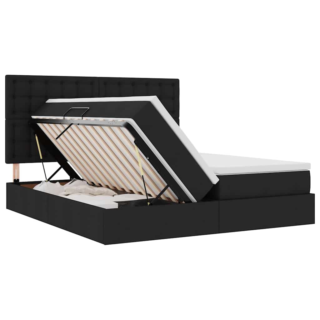Krevet s od storage s uzglavljem Crna 180 x 200 cm Lažna koža