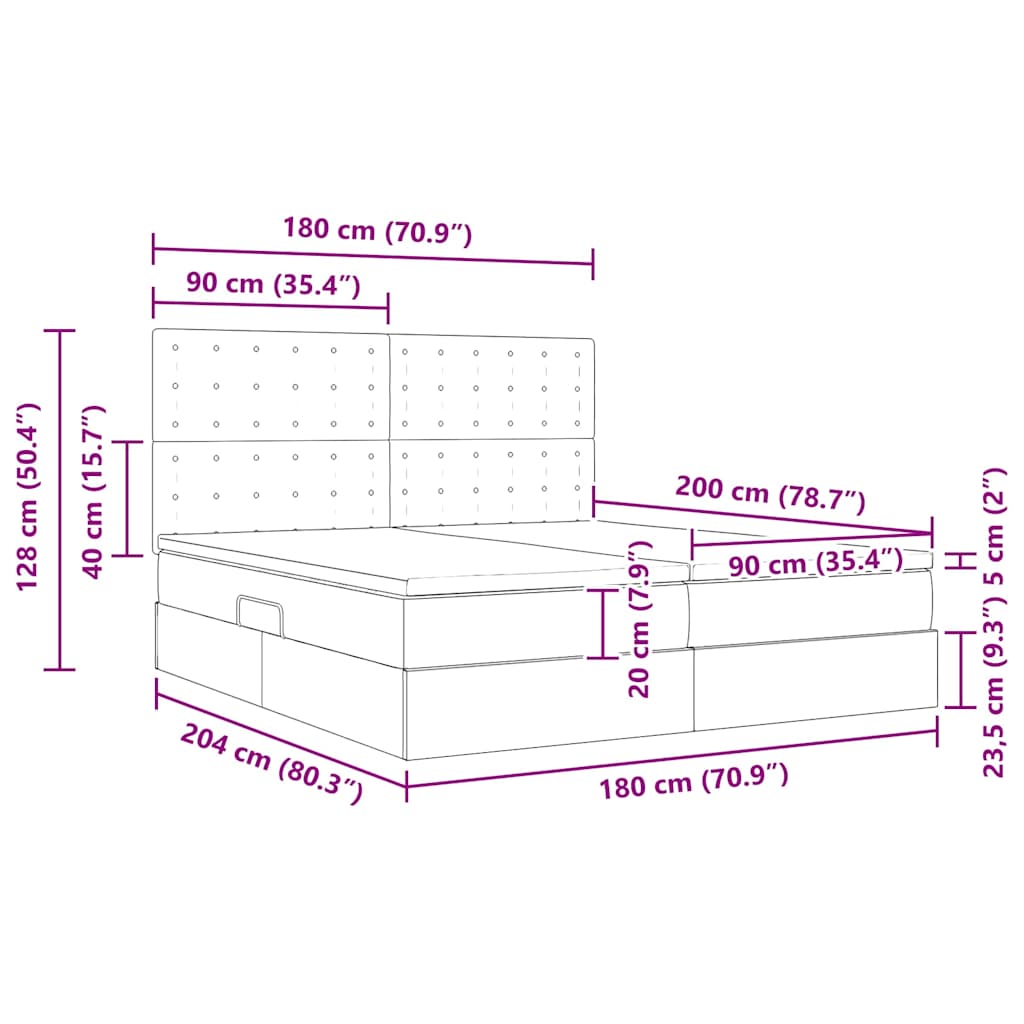 Krevet s od storage s uzglavljem Sivosmeđa 180 x 200 cm Tkanina