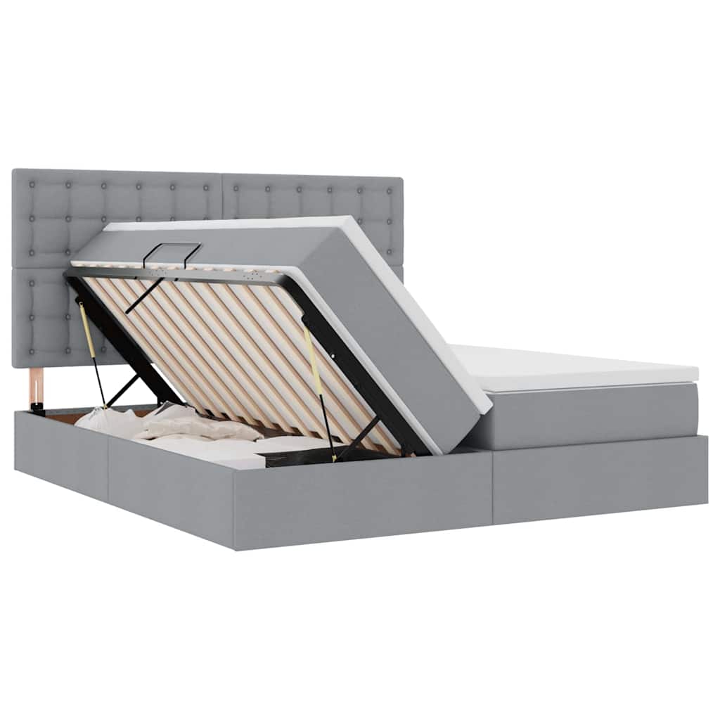 Krevet s od storage Svijetlo siva 200 x 200 cm Lažna koža