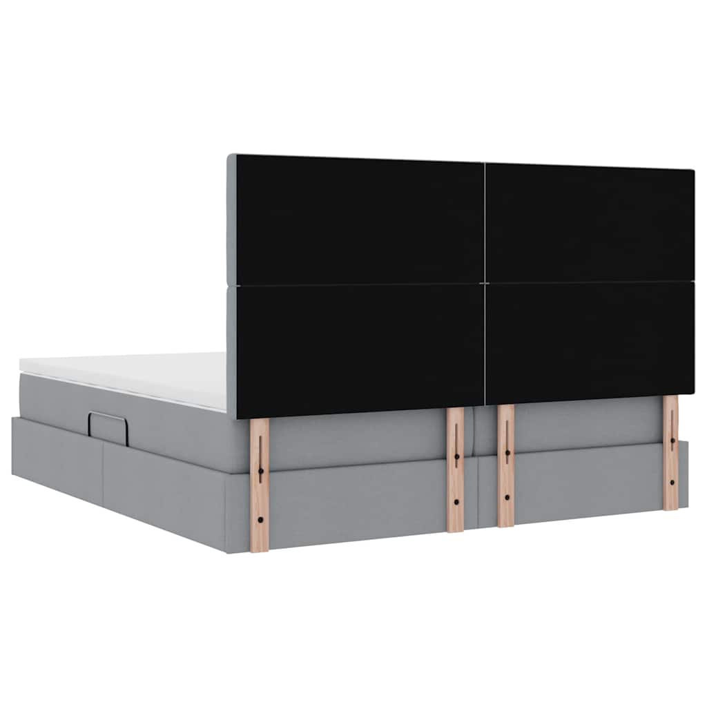 Krevet s od storage Svijetlo siva 200 x 200 cm Lažna koža
