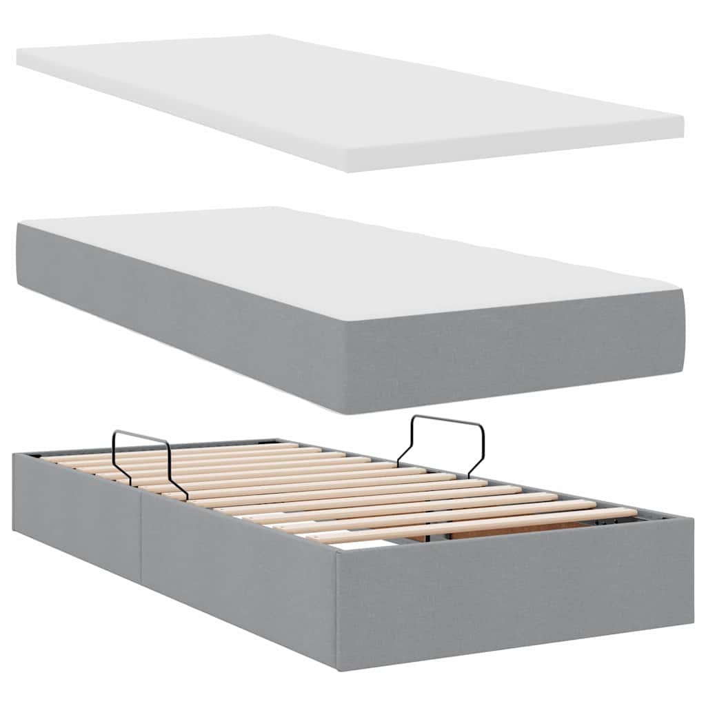 Krevet s od storage Svijetlo siva 200 x 200 cm Lažna koža