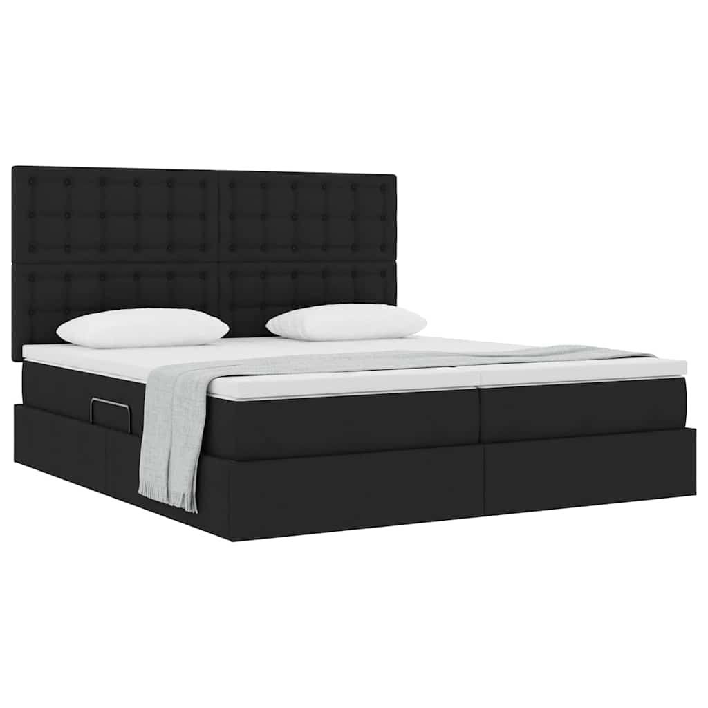 Krevet s od storage s uzglavljem Crna 200 x 200 cm Lažna koža