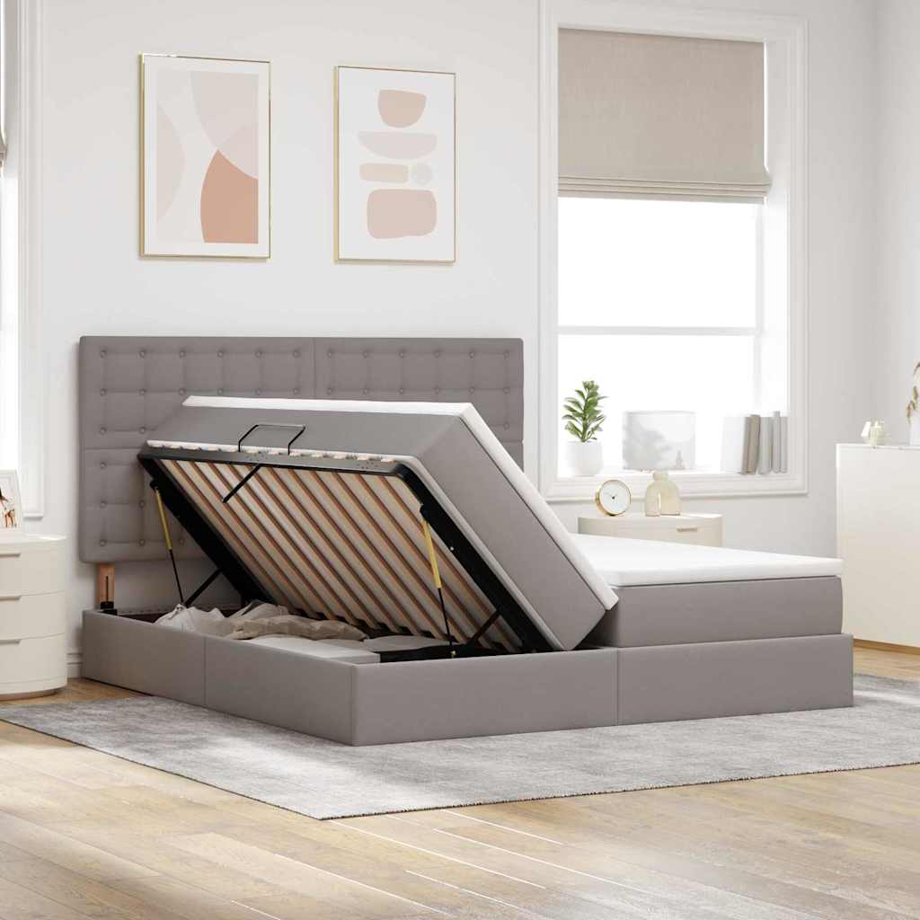 Krevet s od storage Sivo-smeđa 200 x 200 cm Lažna koža
