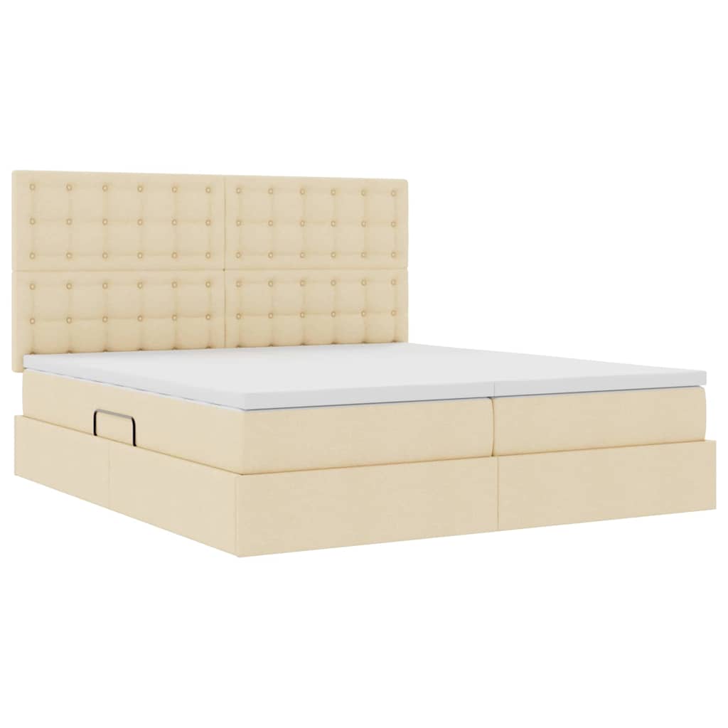 Krevet s od storage s madracem Krema 200 x 200 cm Lažna koža