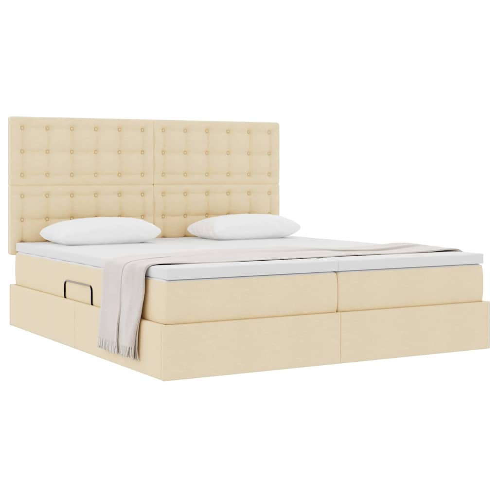 Krevet s od storage s uzglavljem Krema 200 x 200 cm Tkanina