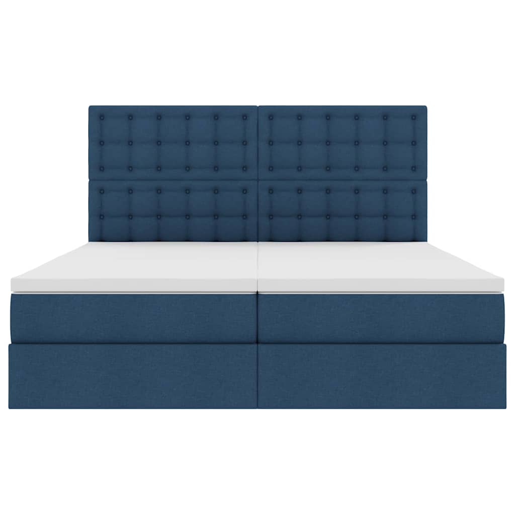 Krevet s od storage s uzglavljem Plava 200 x 200 cm Lažna koža