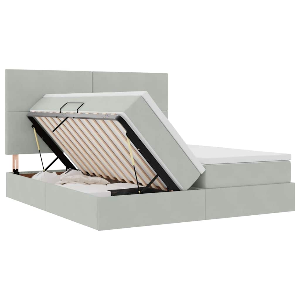 Krevet s od storage Svijetlo siva 180 x 200 cm Baršun