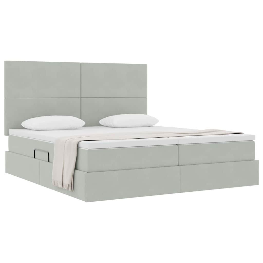 Krevet s od storage Svijetlo siva 200 x 200 cm Baršun