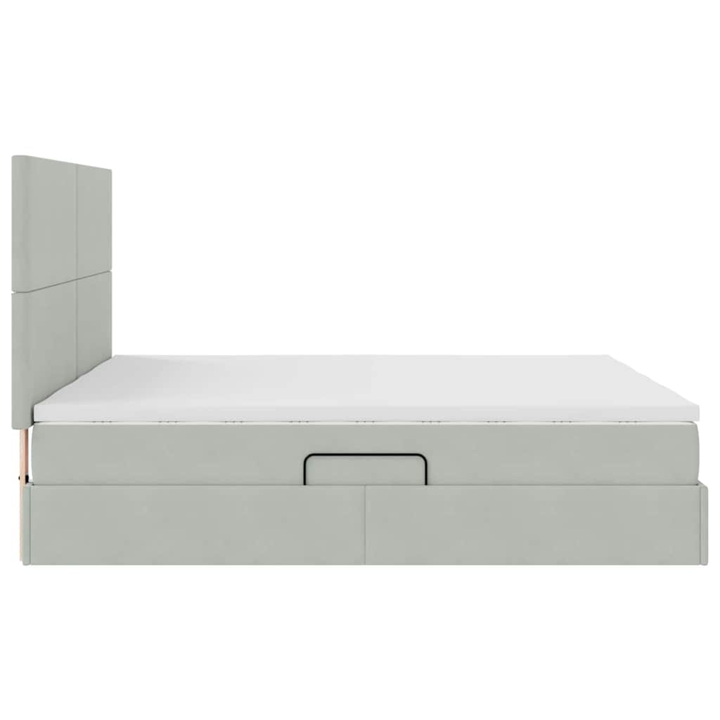 Krevet s od storage Svijetlo siva 200 x 200 cm Baršun