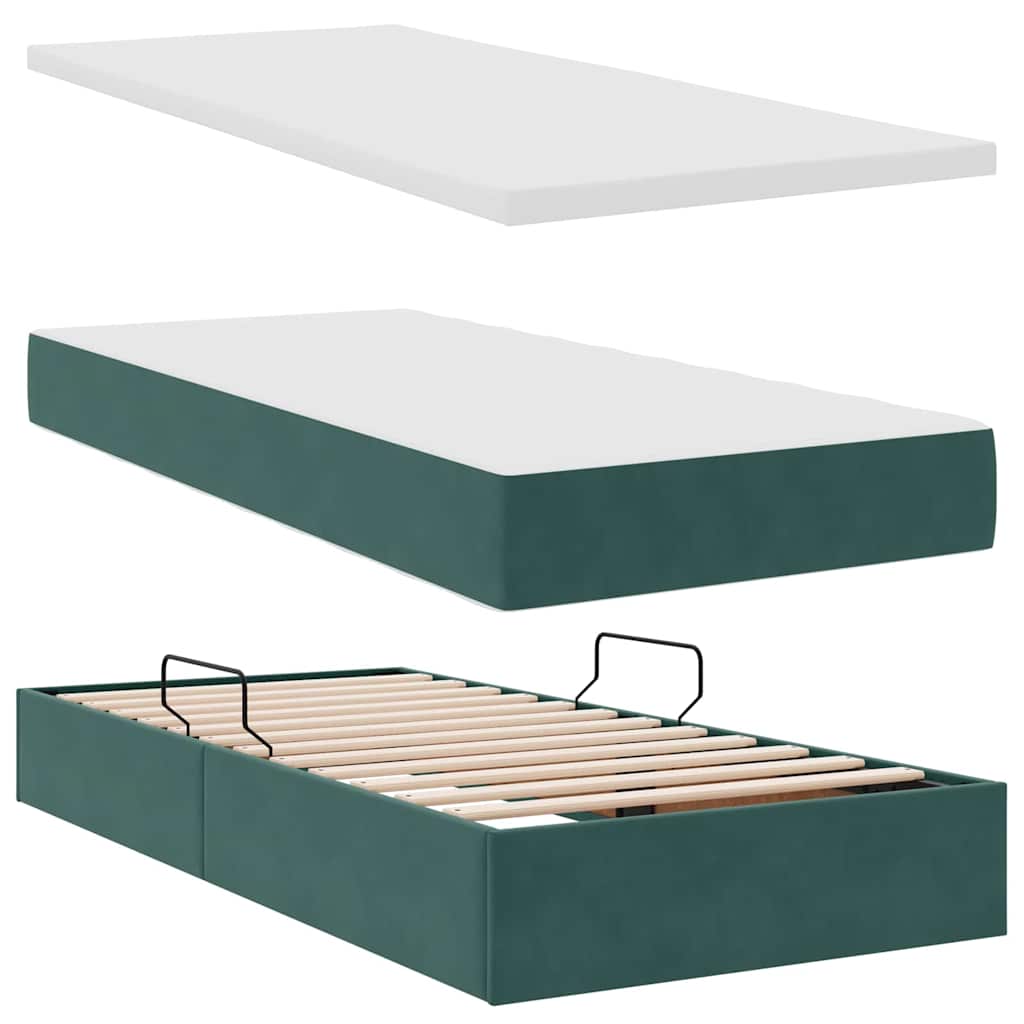 Krevet s od storage s madracem Tamnozelena 200 x 200 cm Baršun