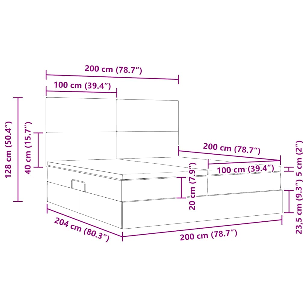 Krevet s od storage s pohranom Tamno plava 200 x 200 cm Baršun
