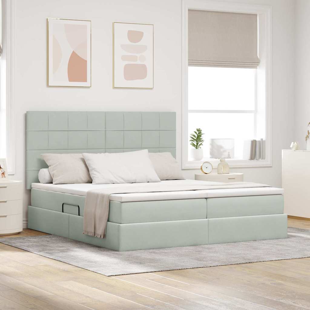 Krevet s od storage Svijetlo siva 180 x 200 cm Baršun