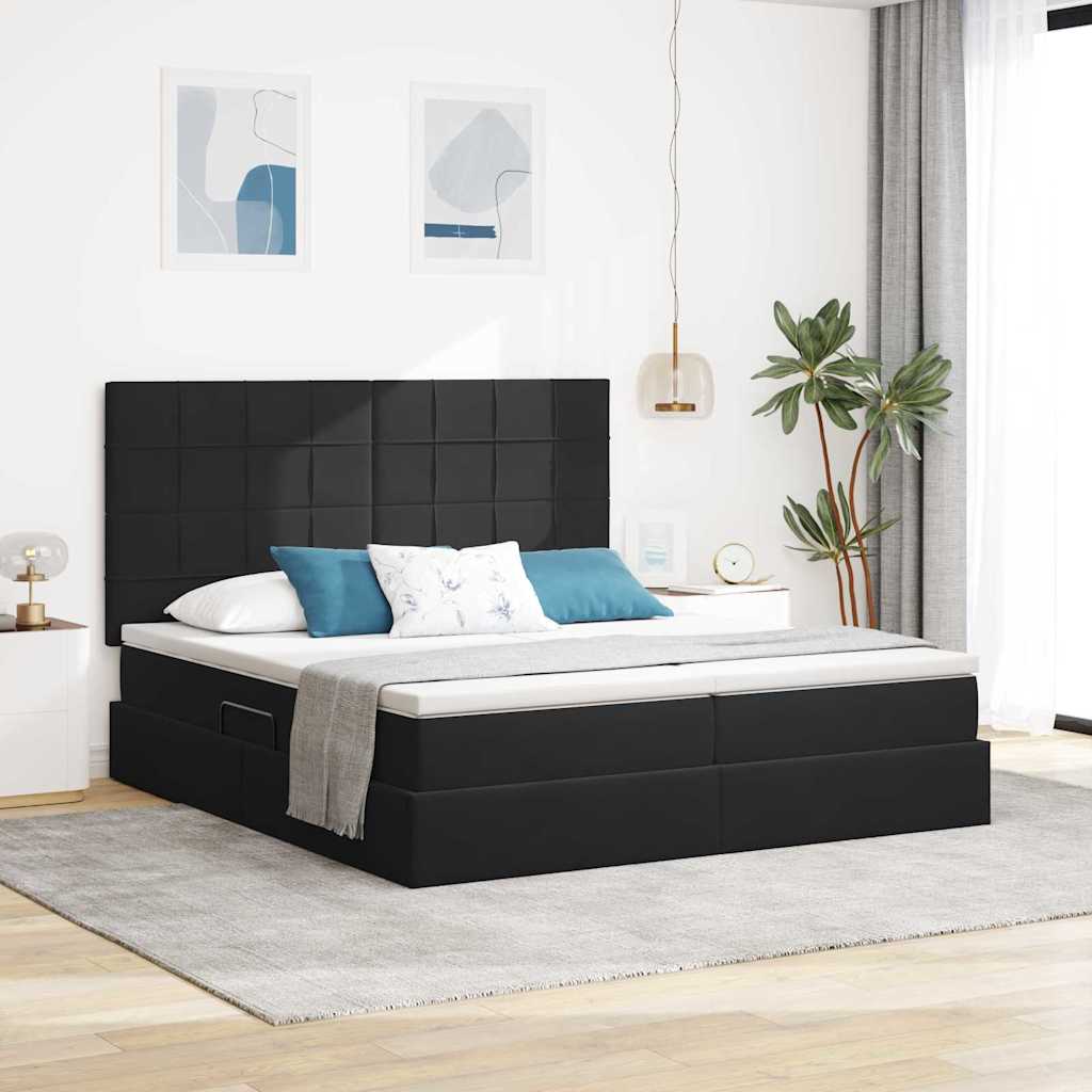 Krevet s od storage s uzglavljem Crna 180 x 200 cm Baršun