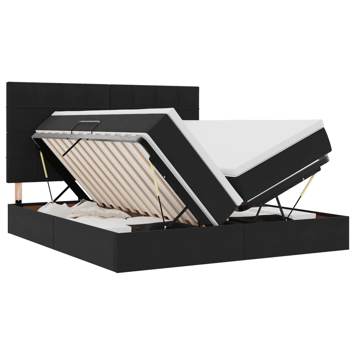 Krevet s od storage s uzglavljem Crna 180 x 200 cm Baršun