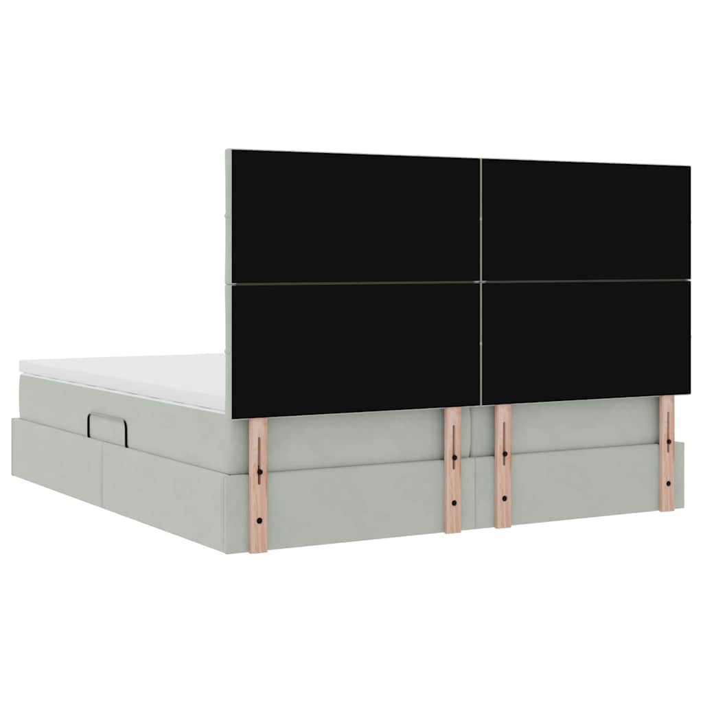 Krevet s od storage Svijetlo siva 200 x 200 cm Baršun