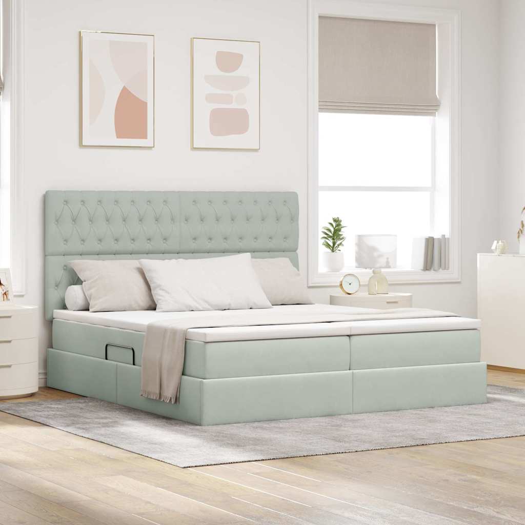 Krevet s od storage Svijetlo siva 180 x 200 cm Baršun