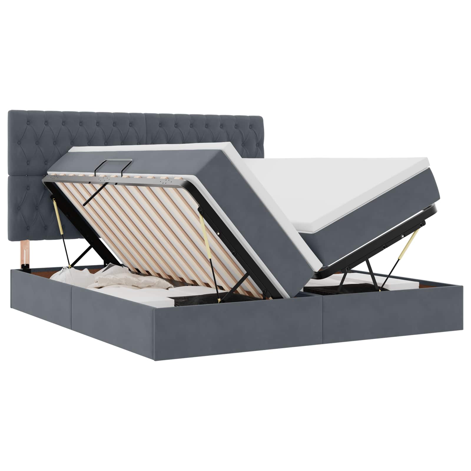 Krevet s od storage s madracem Tamno siva 180 x 200 cm Baršun
