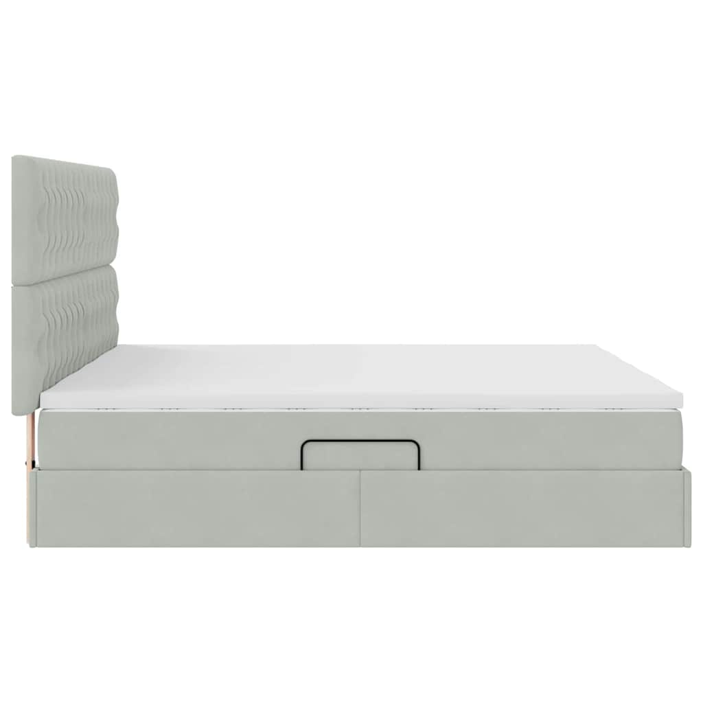 Krevet s od storage Svijetlo siva 200 x 200 cm Baršun