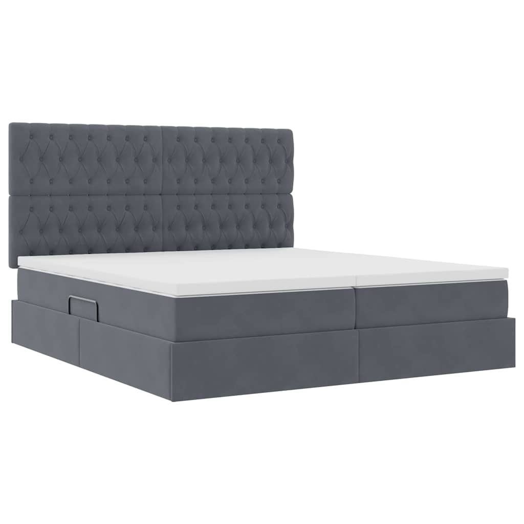 Krevet s od storage s madracem Tamno siva 200 x 200 cm Baršun