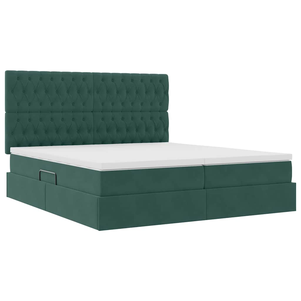 Krevet s od storage s madracem Tamnozelena 200 x 200 cm Baršun