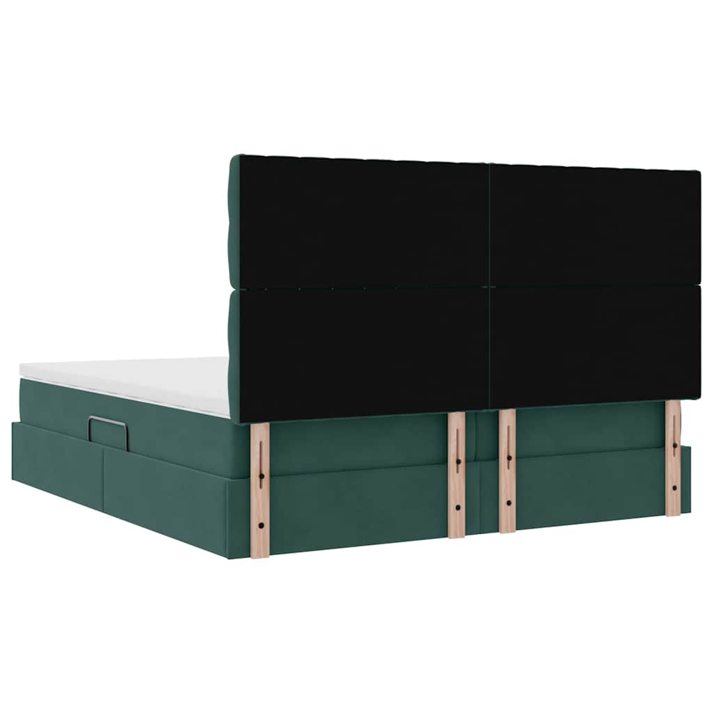 Krevet s od storage s madracem Tamnozelena 200 x 200 cm Baršun