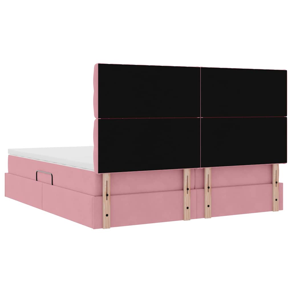 Krevet s od storage s madracem Ružičasta 200 x 200 cm Baršun