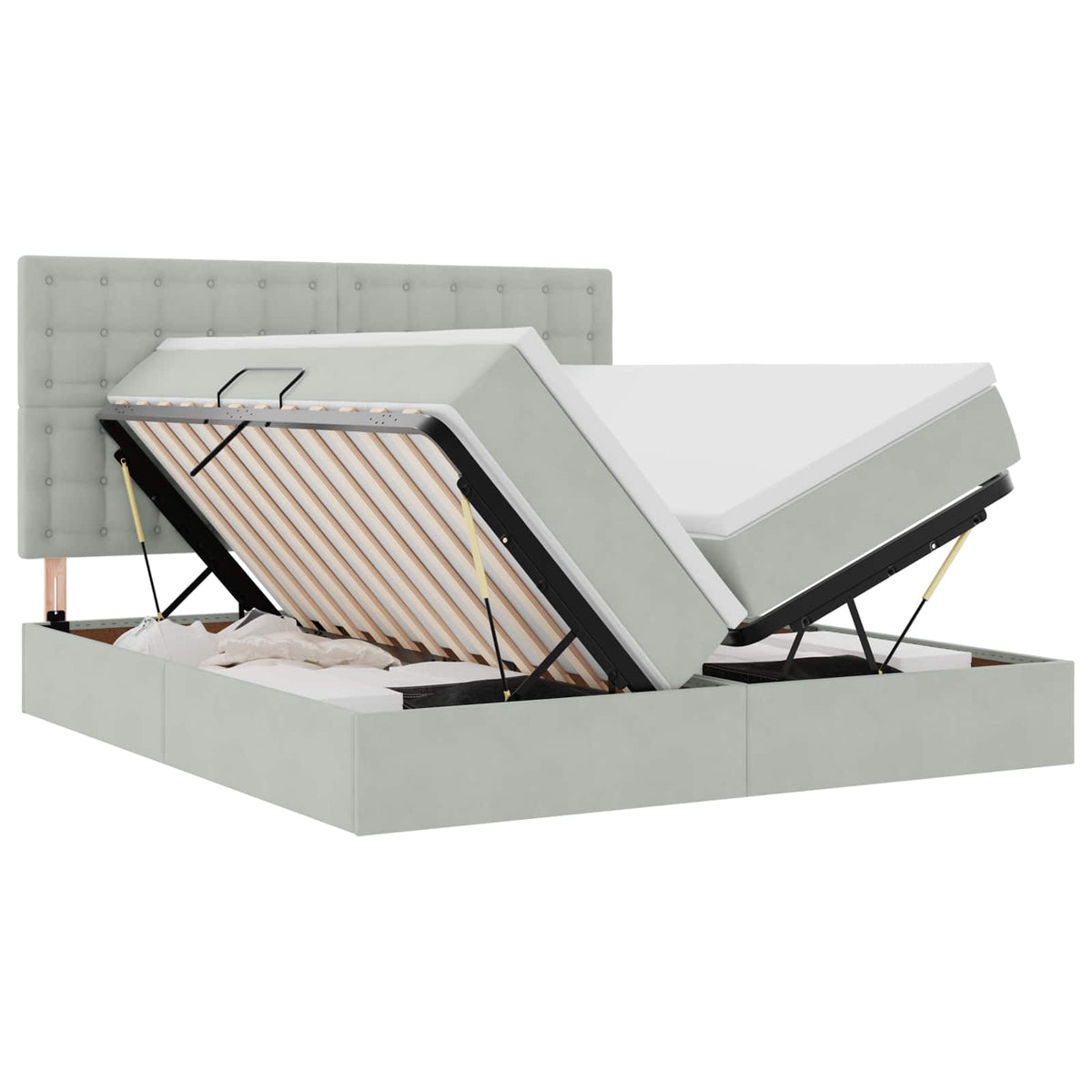 Krevet s od storage Svijetlo siva 180 x 200 cm Baršun Svjetlosiva