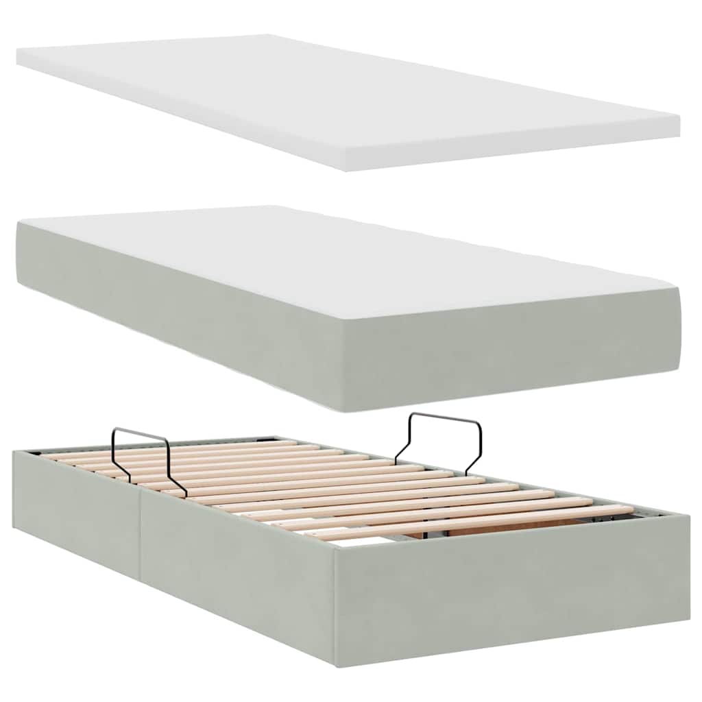 Krevet s od storage Svijetlo siva 180 x 200 cm Baršun