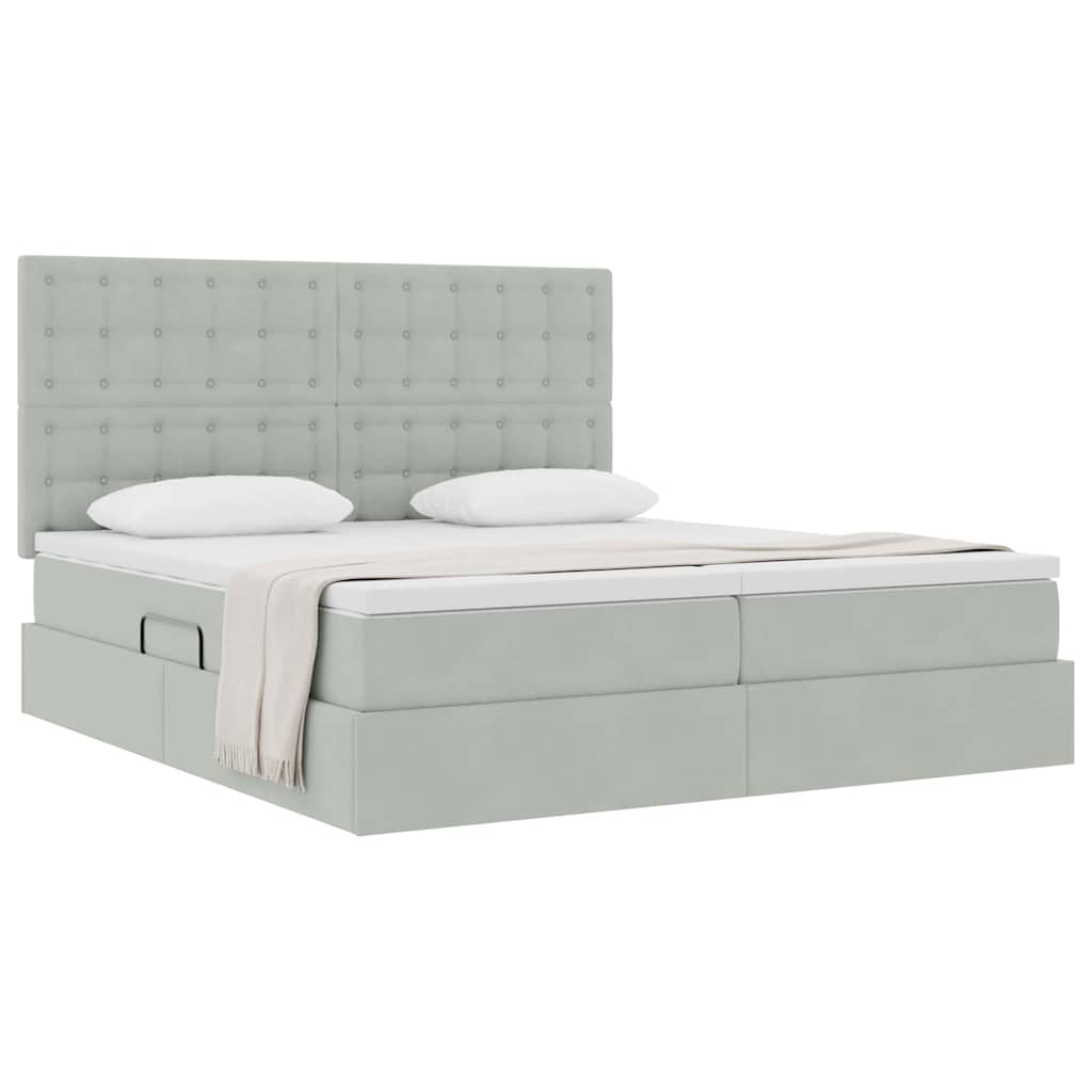 Krevet s od storage Svijetlo siva 180 x 200 cm Baršun