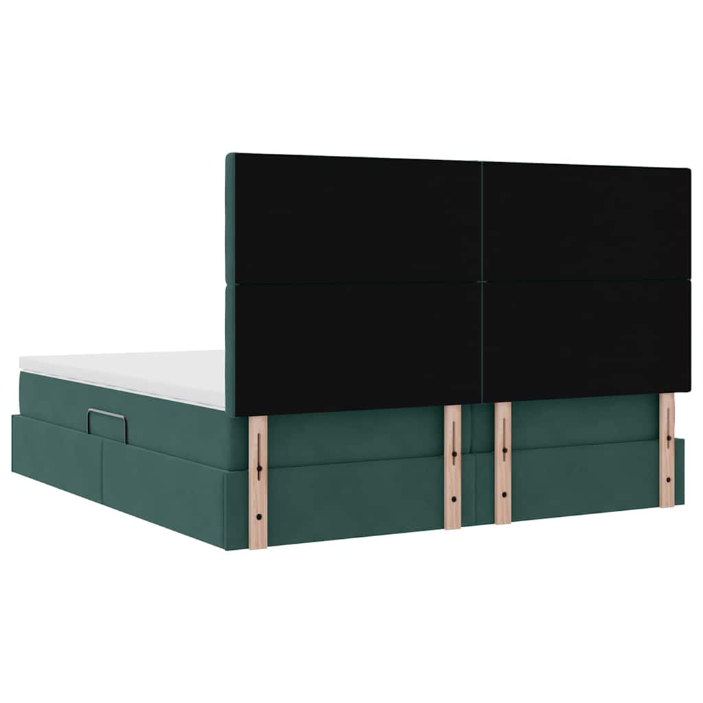 Krevet s od storage s madracem Tamnozelena 180 x 200 cm Baršun