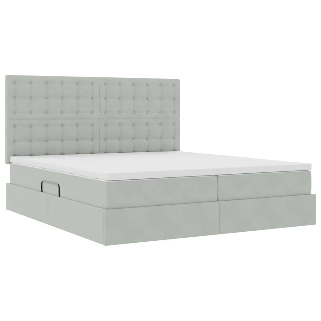 Krevet s od storage Svijetlo siva 200 x 200 cm Baršun