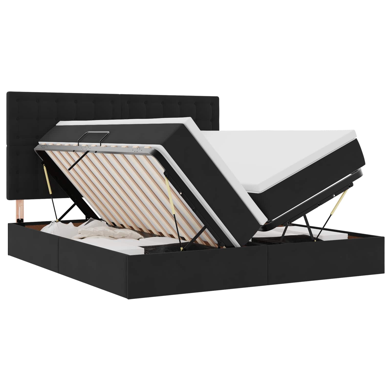 Krevet s od storage s madracem Crna 200 x 200 cm Baršun