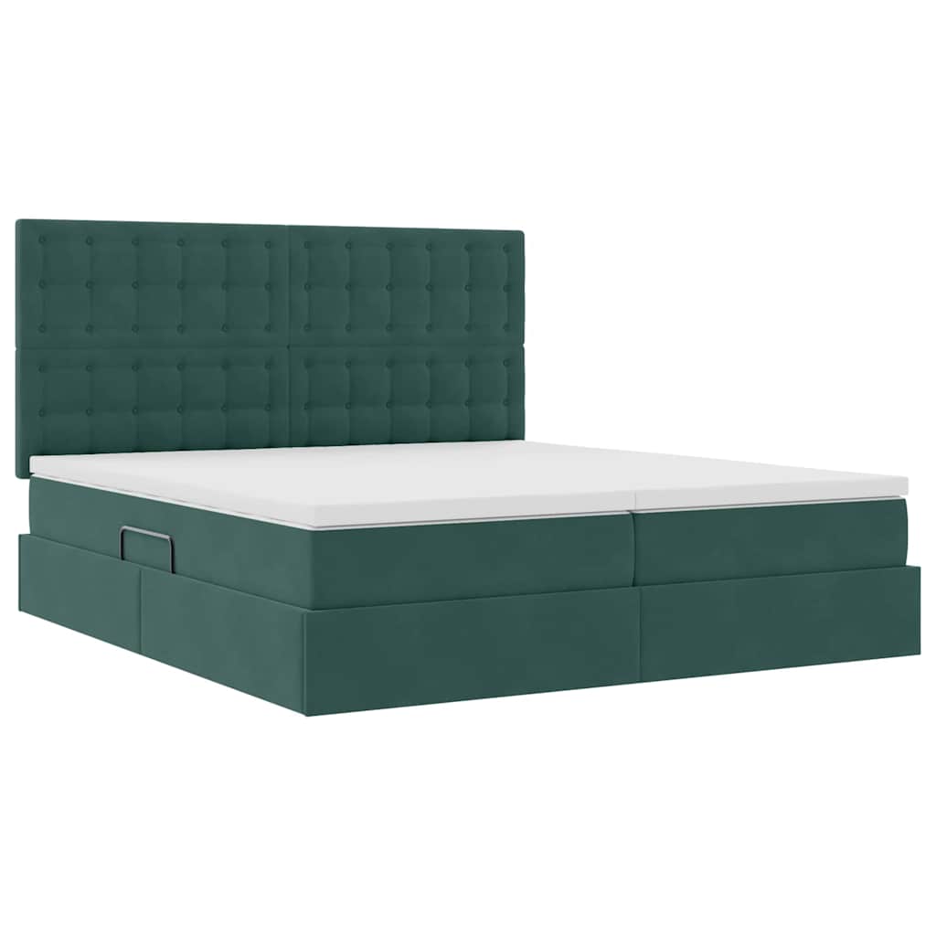 Krevet s od storage s madracem Tamnozelena 200 x 200 cm Baršun
