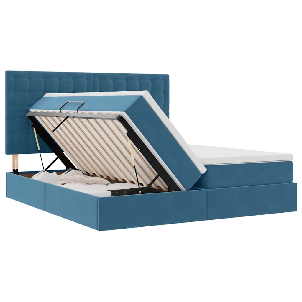 Krevet s od storage s madracem Tamno plava 200 x 200 cm Baršun