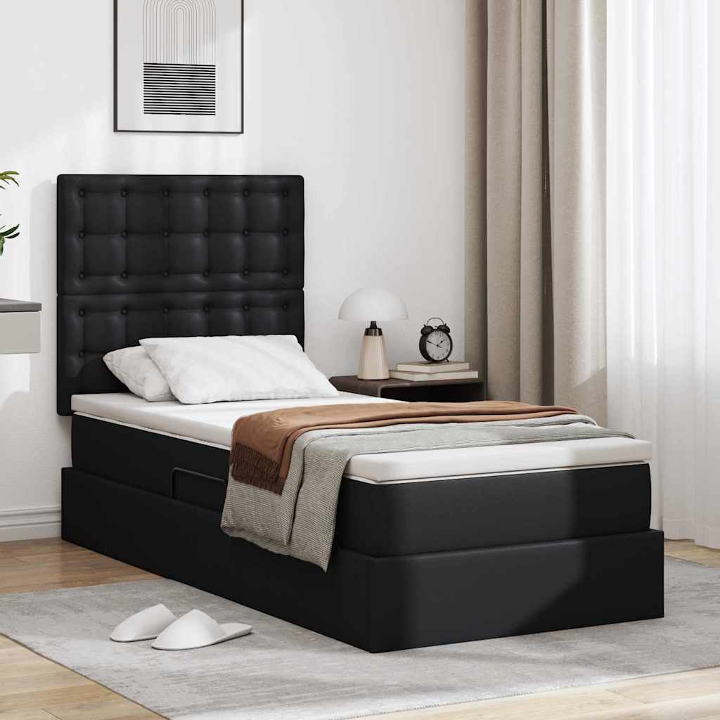 Krevet s prostorom za pohranu s LED-om Crna 90 x 190 cm