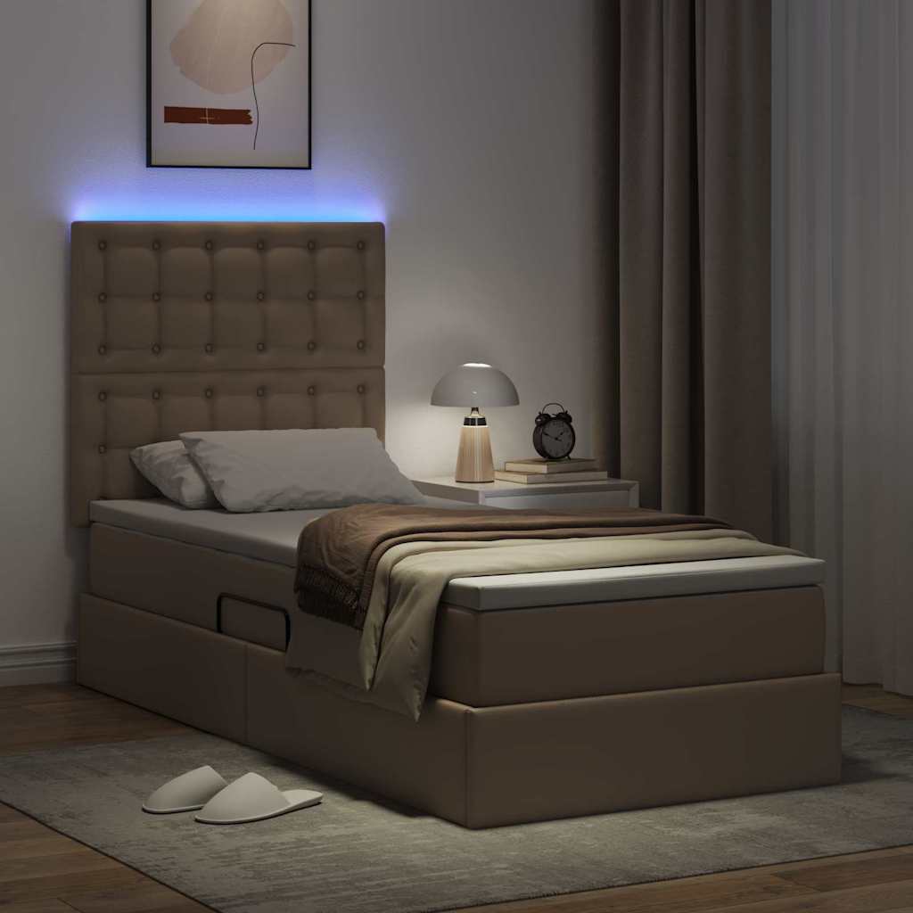 Krevet s prostorom za pohranu s LED-om Kapućino 90 x 190 cm