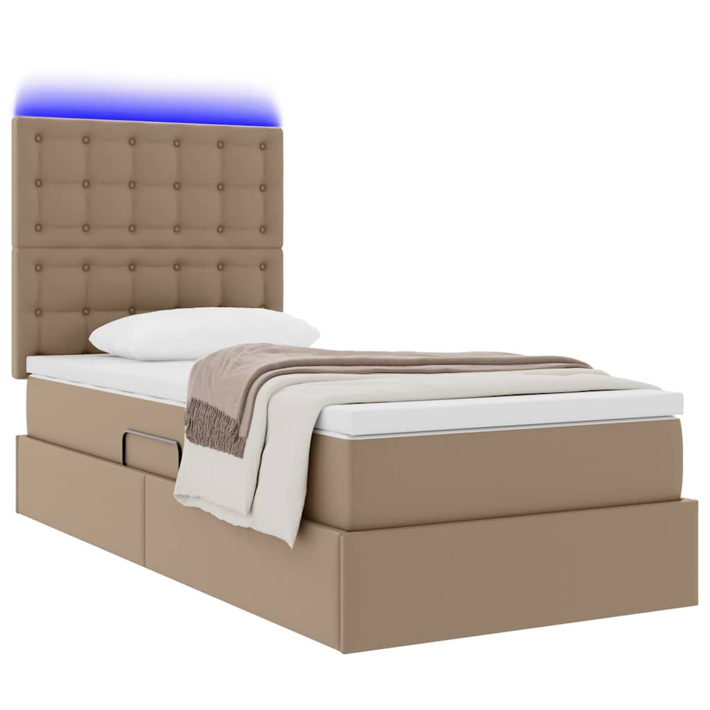 Krevet s prostorom za pohranu s LED-om Kapućino 90 x 190 cm