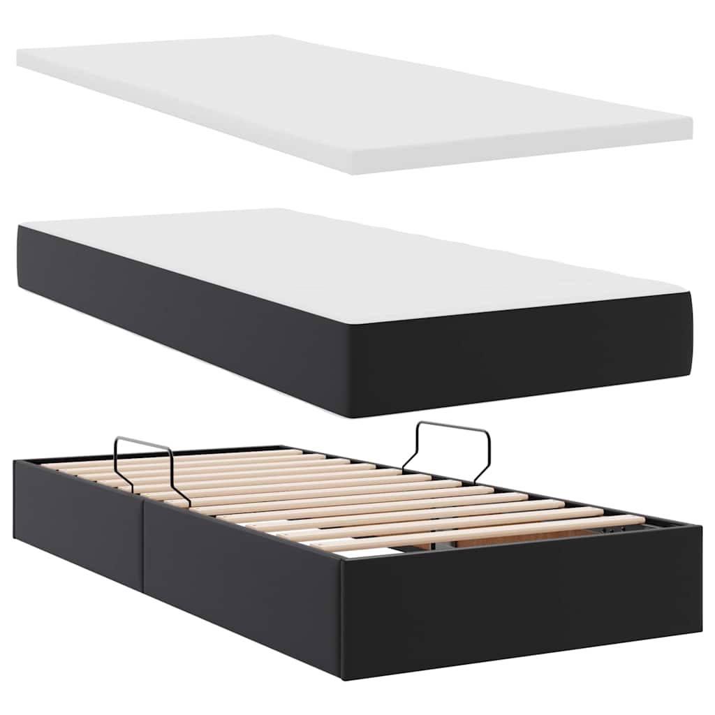 Krevet s prostorom za pohranu s LED-om Crna 90 x 200 cm