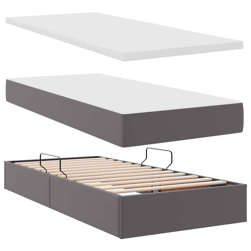 Krevet s prostorom za pohranu s LED-om Siva 90 x 200 cm