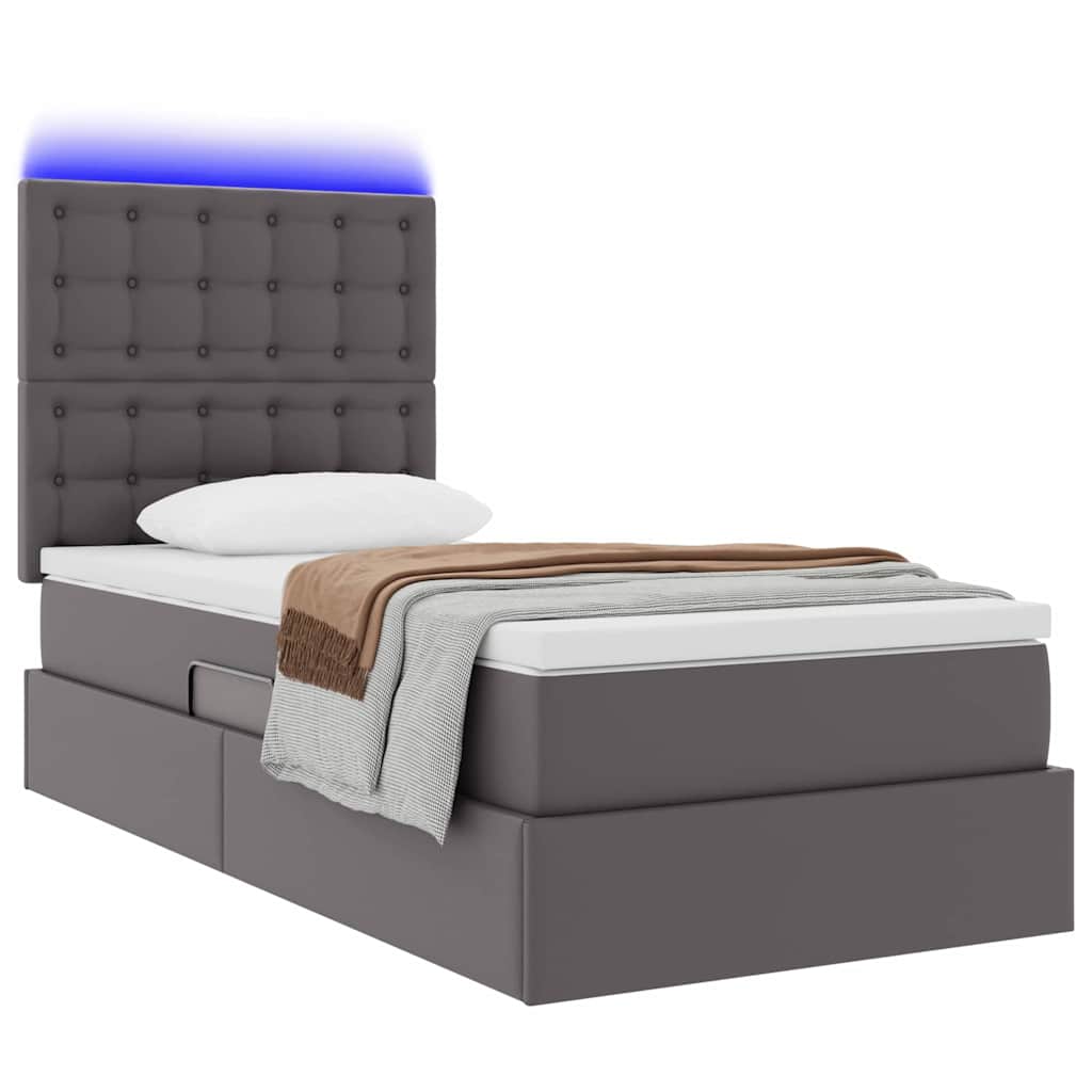 Krevet s prostorom za pohranu s LED-om Siva 90 x 200 cm