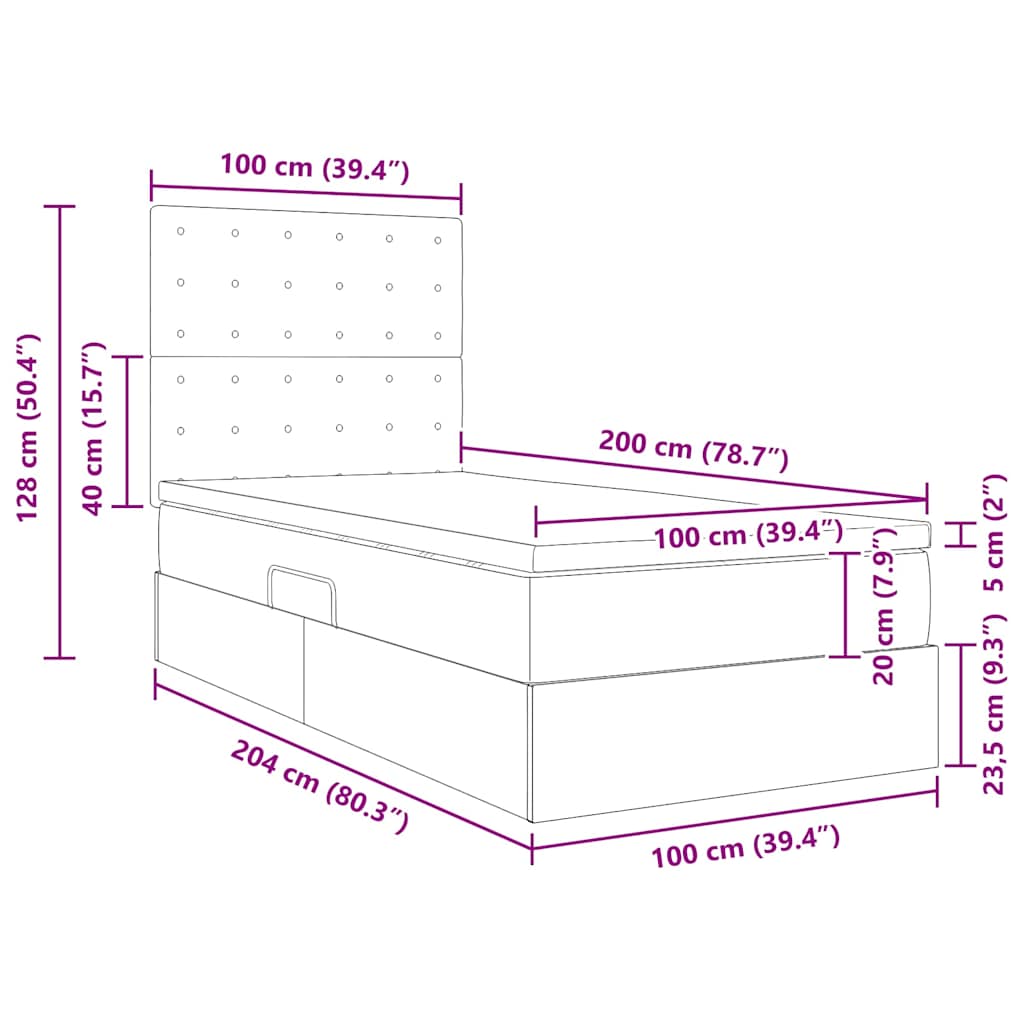 Krevet s prostorom za pohranu s LED-om Crna 100 x 200 cm