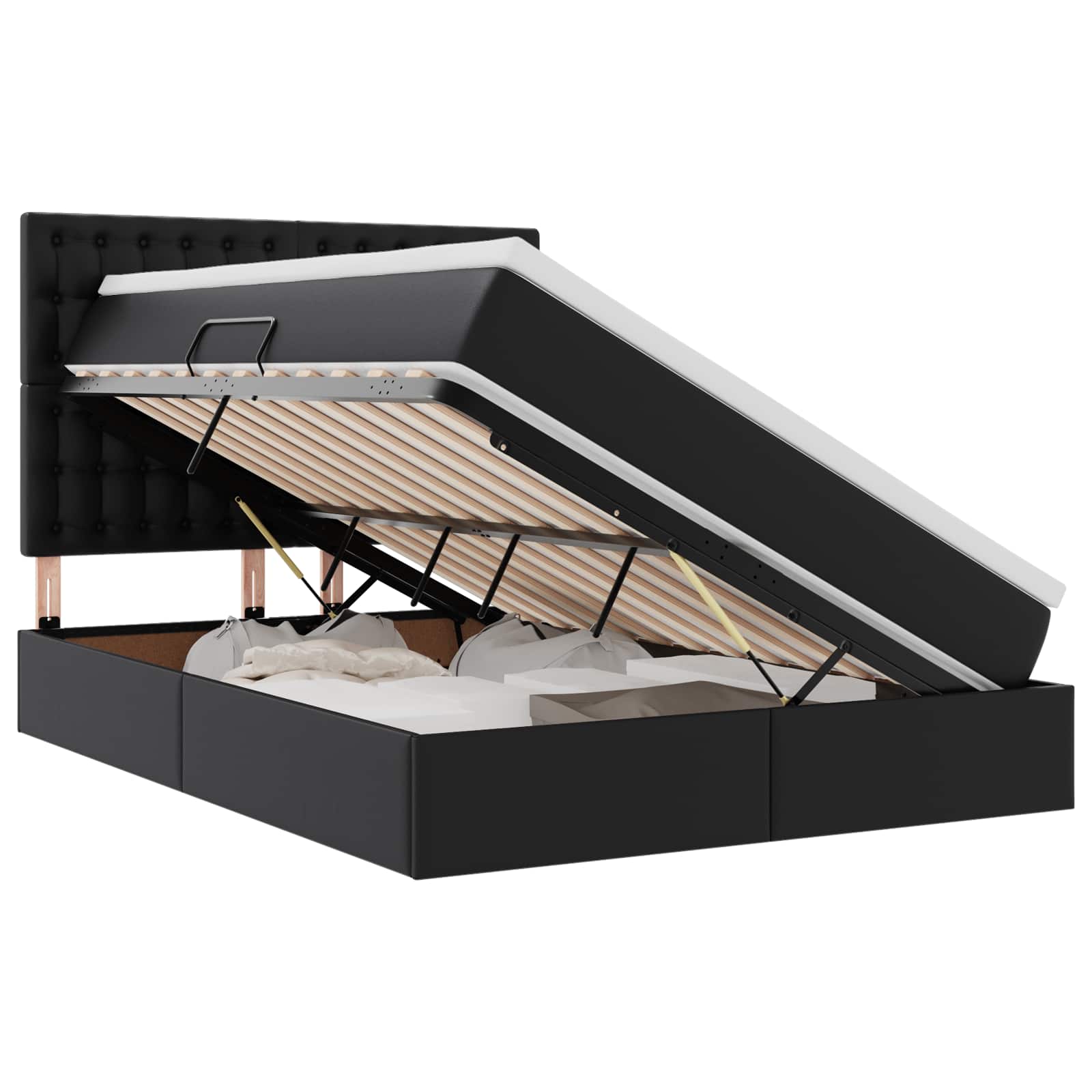 Krevet s prostorom za pohranu s LED-om Crna 140 x 190 cm