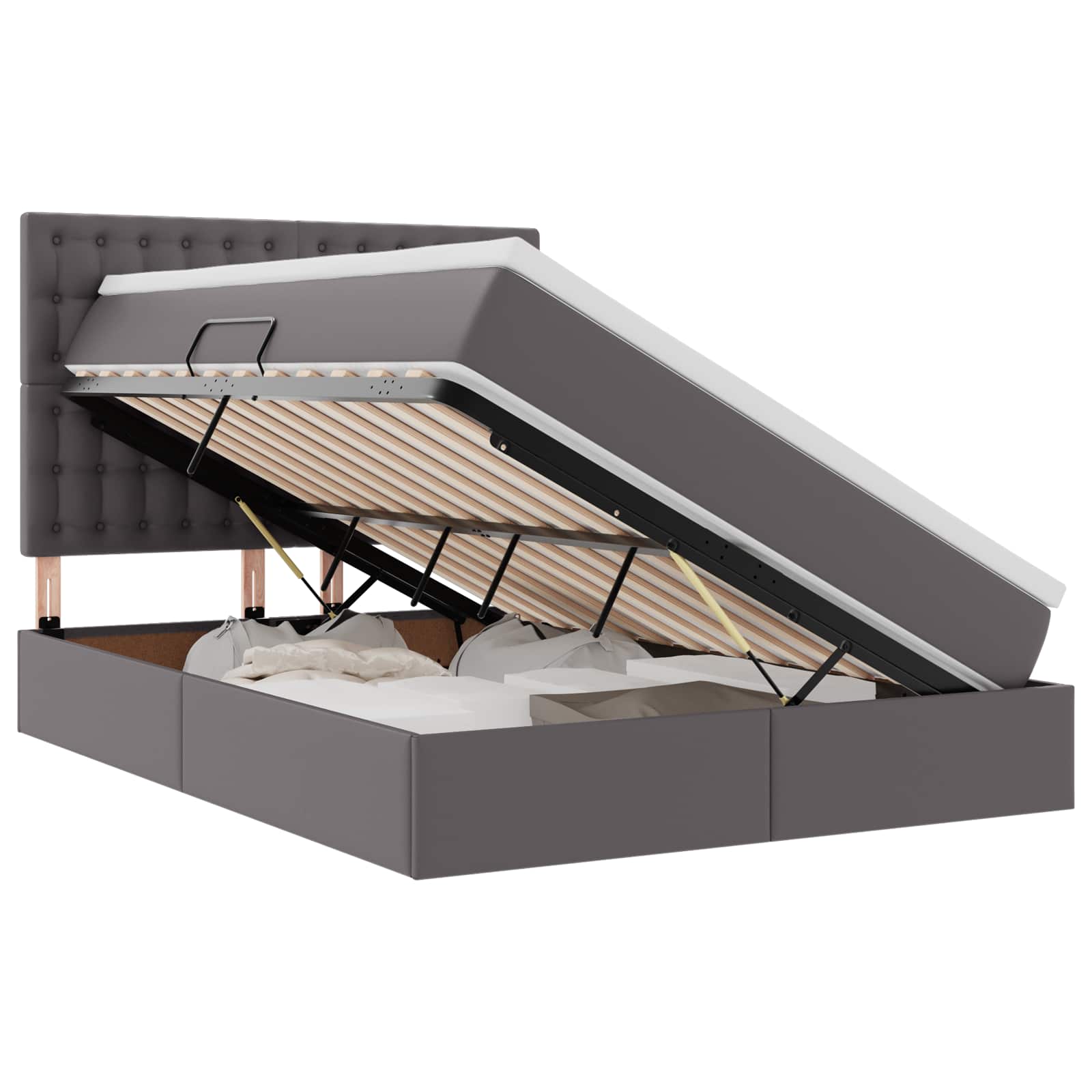 Krevet s prostorom za pohranu s LED-om Siva 140 x 190 cm